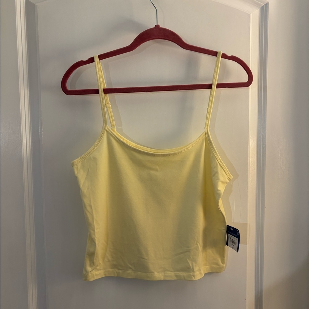 Women's Yellow Cropped Spaghetti Strap Tank Top sz Large Jrs